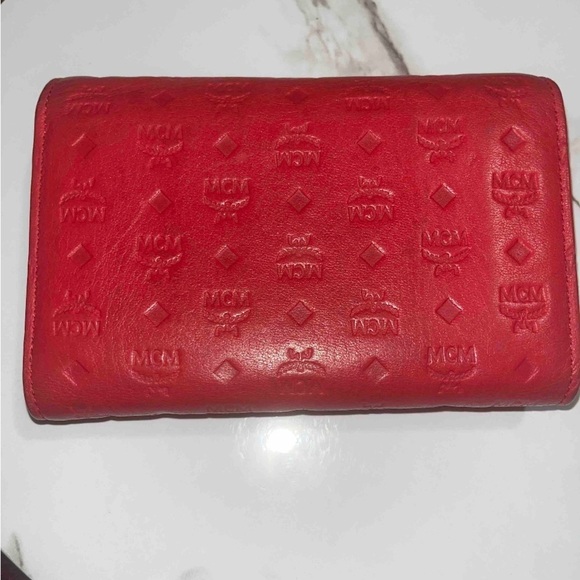 FINAL PRICE MCM Tri-Fold Red Leather Wallet - Picture 3 of 15